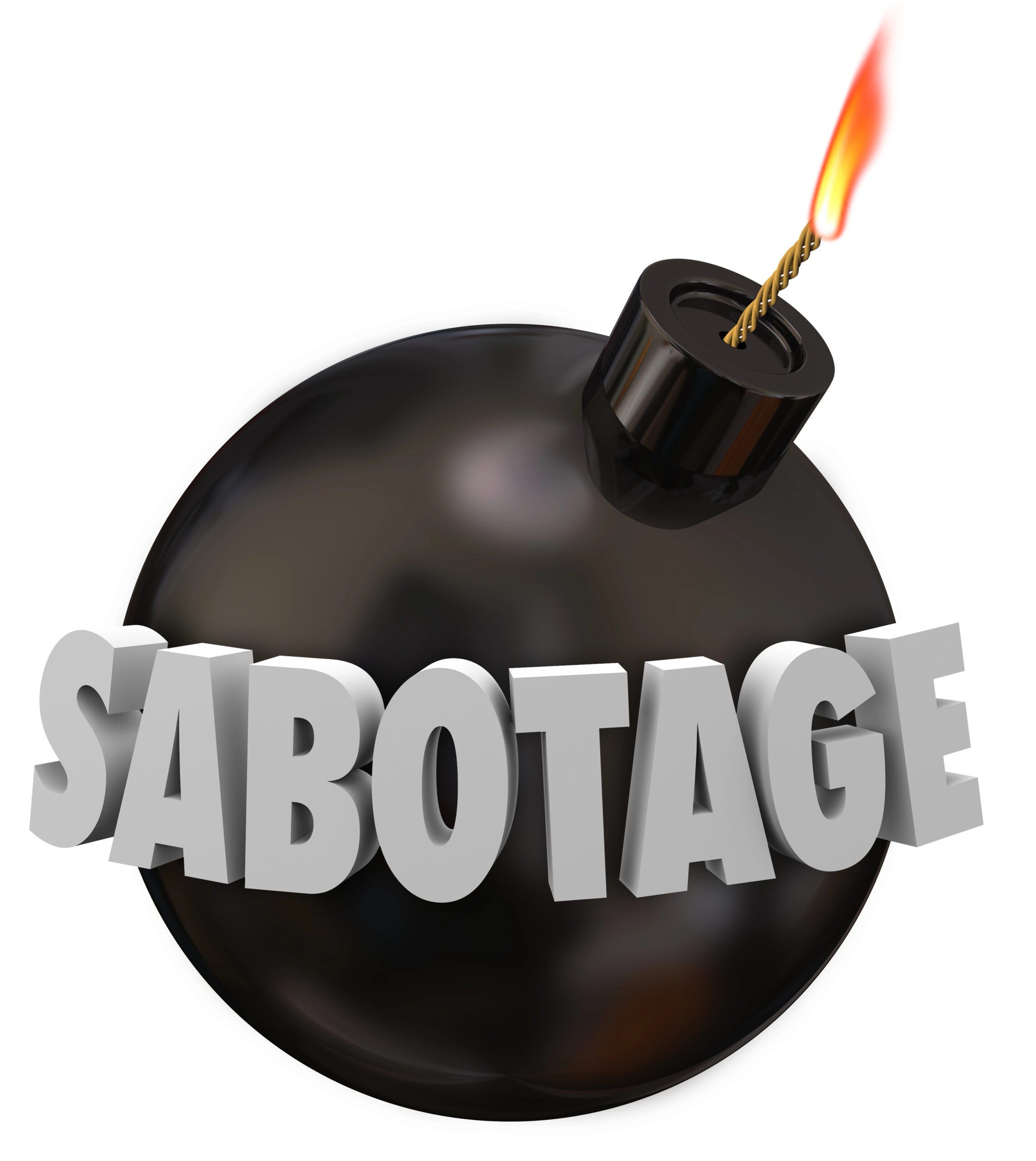 Bomb with the words sabotage on it