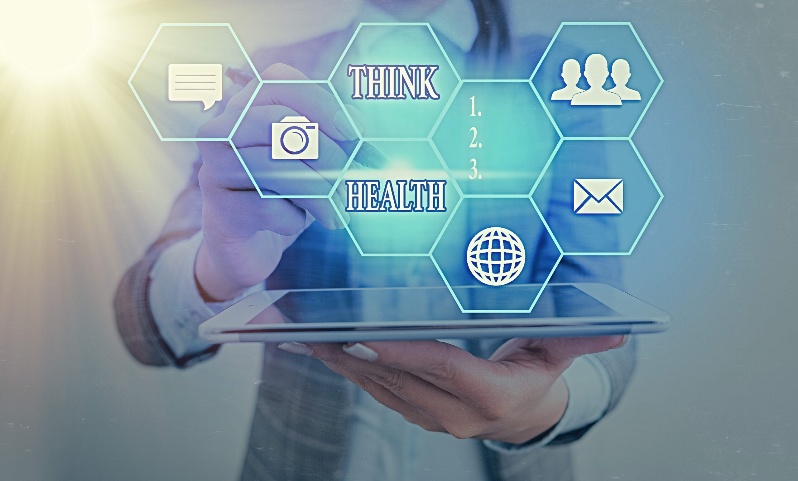 Words Think Health held by a man